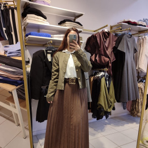 PİLİSELİ KEMERLİ SÜET UZUN ETEK