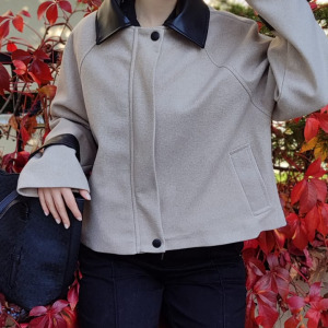 DERİ YAKALI KAŞE MONT